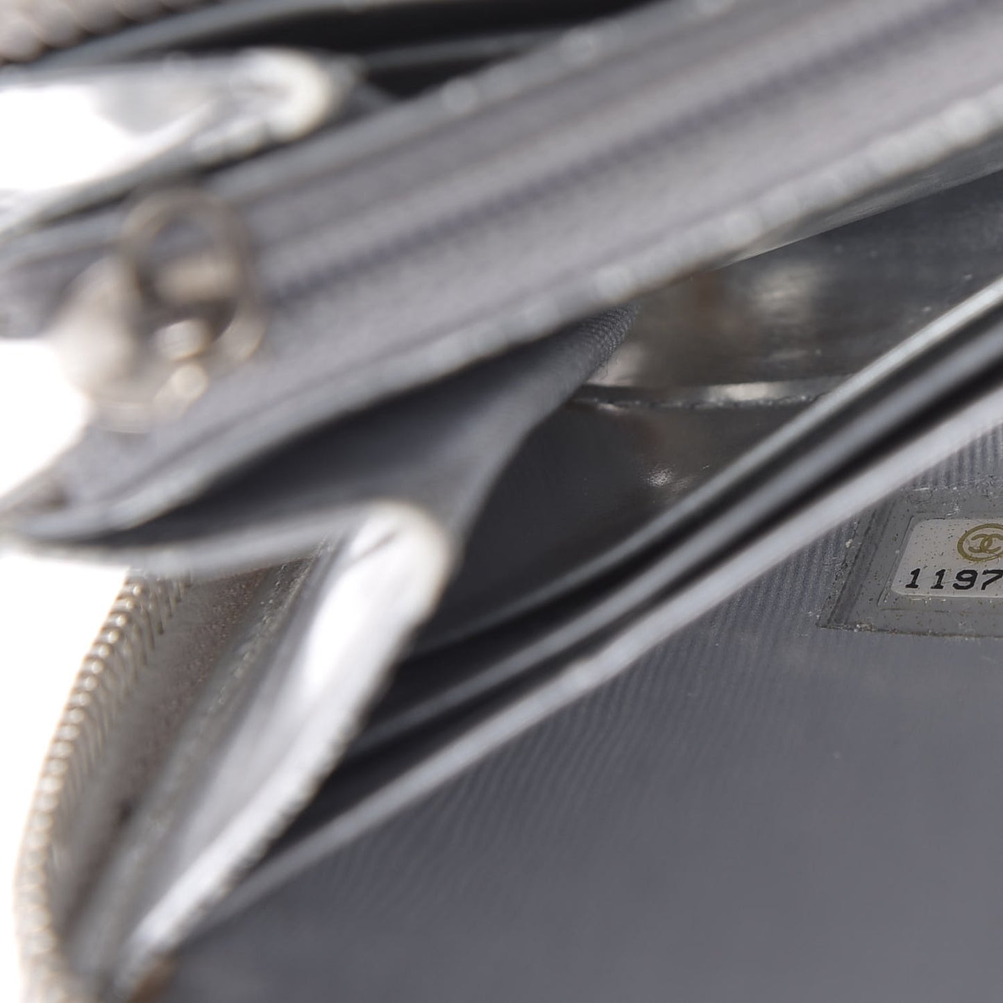 Patent Embossed CC Zip Around Wallet Silver