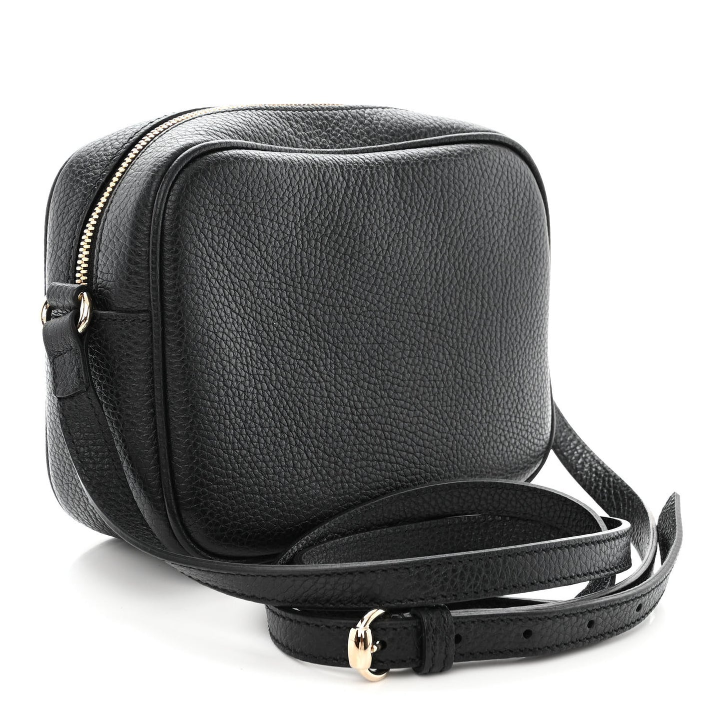 Pebbled Calfskin Small Soho Disco Bag Black