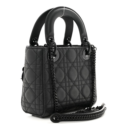 Christian Dior Ultra Matte Calfskin Cannage Mini Lady Dior Black 3 of 13