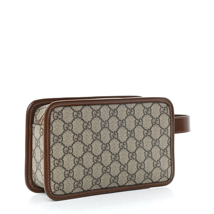 Gucci GG Supreme Monogram Textured Calfskin Retro Interlocking G Travel Pouch Beige Ebony Brown Sugar 3 of 11