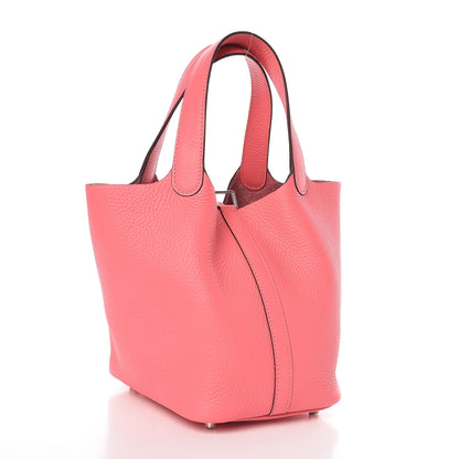 Hermes Taurillon Clemence Picotin Lock 18 PM Rose Azalee 3 of 10