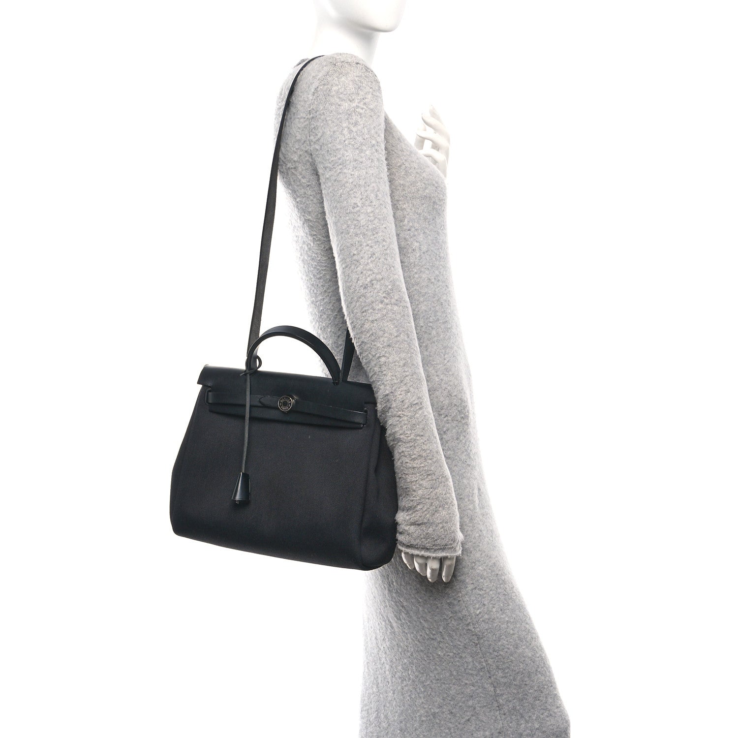 Hermes Military Toile Vache Hunter Herbag Zip Retourne 31 PM Black 2 of 11