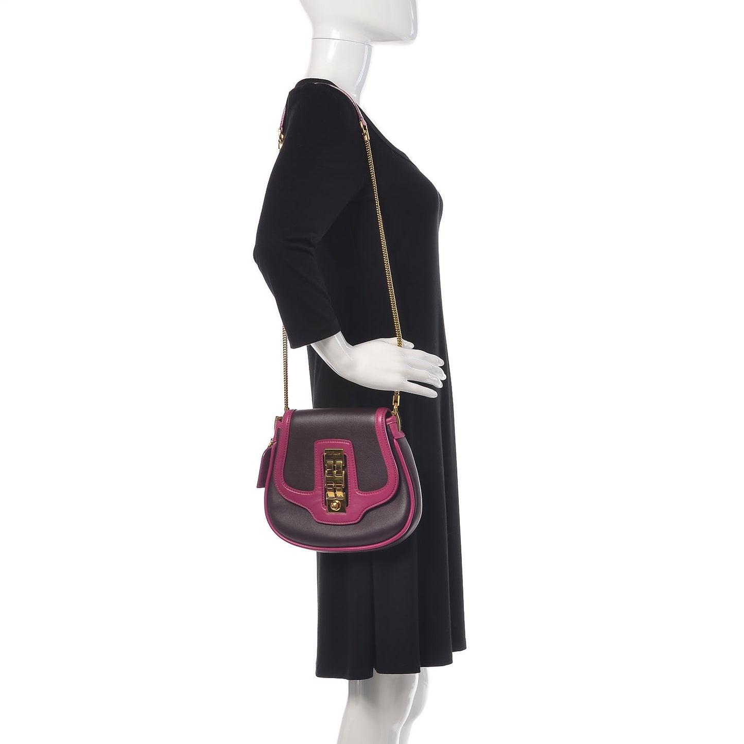 Cuir Art Deco Trapeze Prune Cyclamen