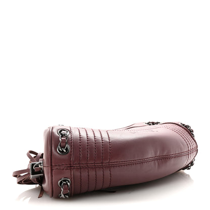 Chanel Lambskin Lax Small Tassel Shoulder Bag Dark Purple 4 of 10