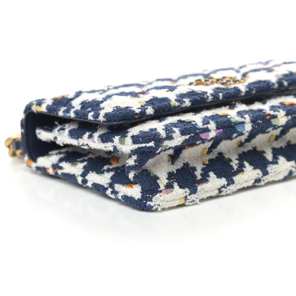 Chanel Tweed Quilted Chanel 19 Wallet On Chain WOC Ecru Navy Blue Multicolor 8 of 10