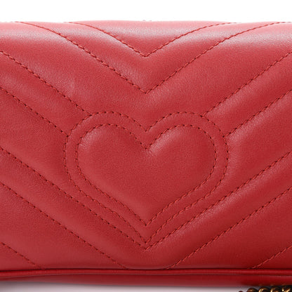 Gucci Calfskin Matelasse Super Mini GG Marmont Shoulder Bag Hibiscus Red 9 of 10