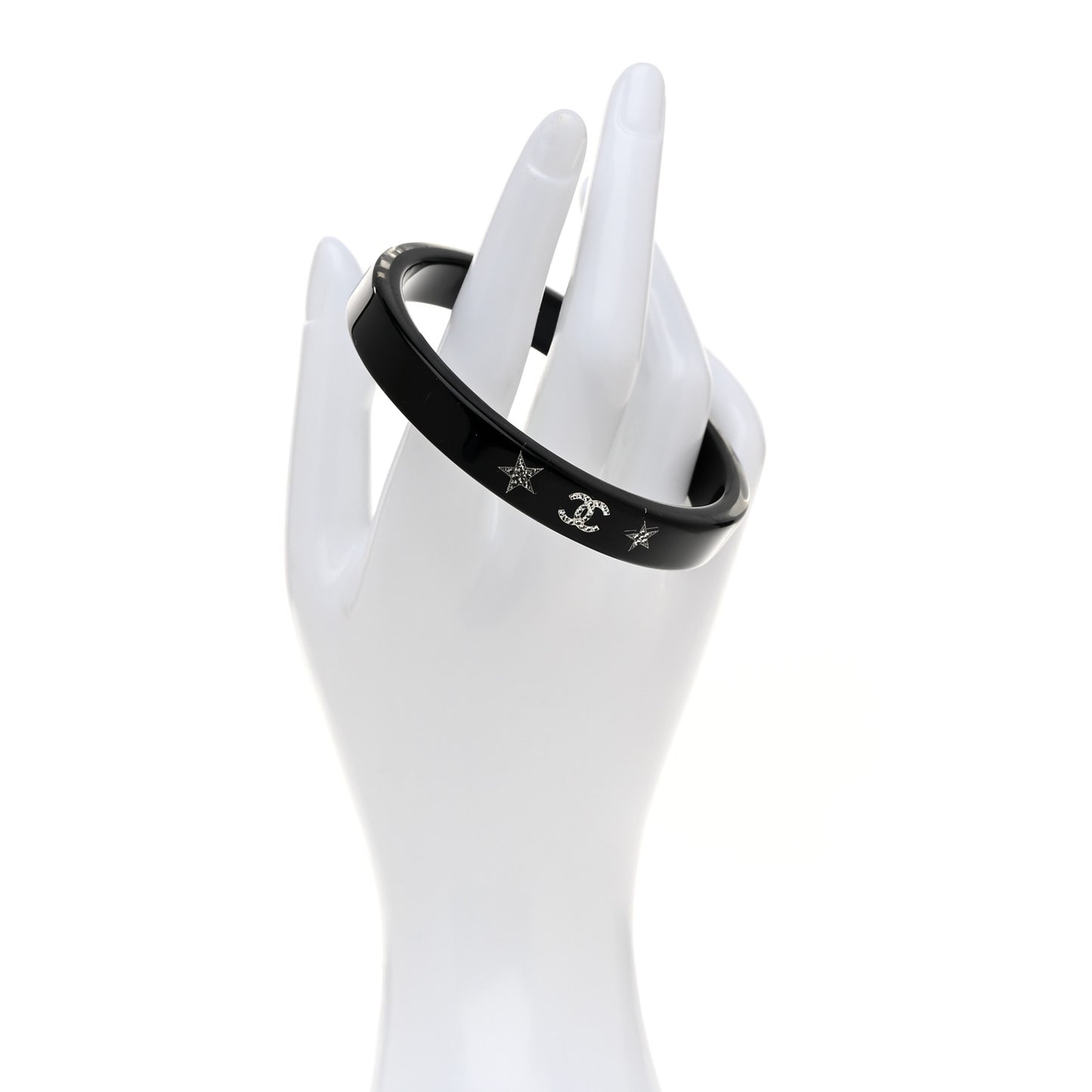 Resin Crystal CC Star Bangle Bracelet Black