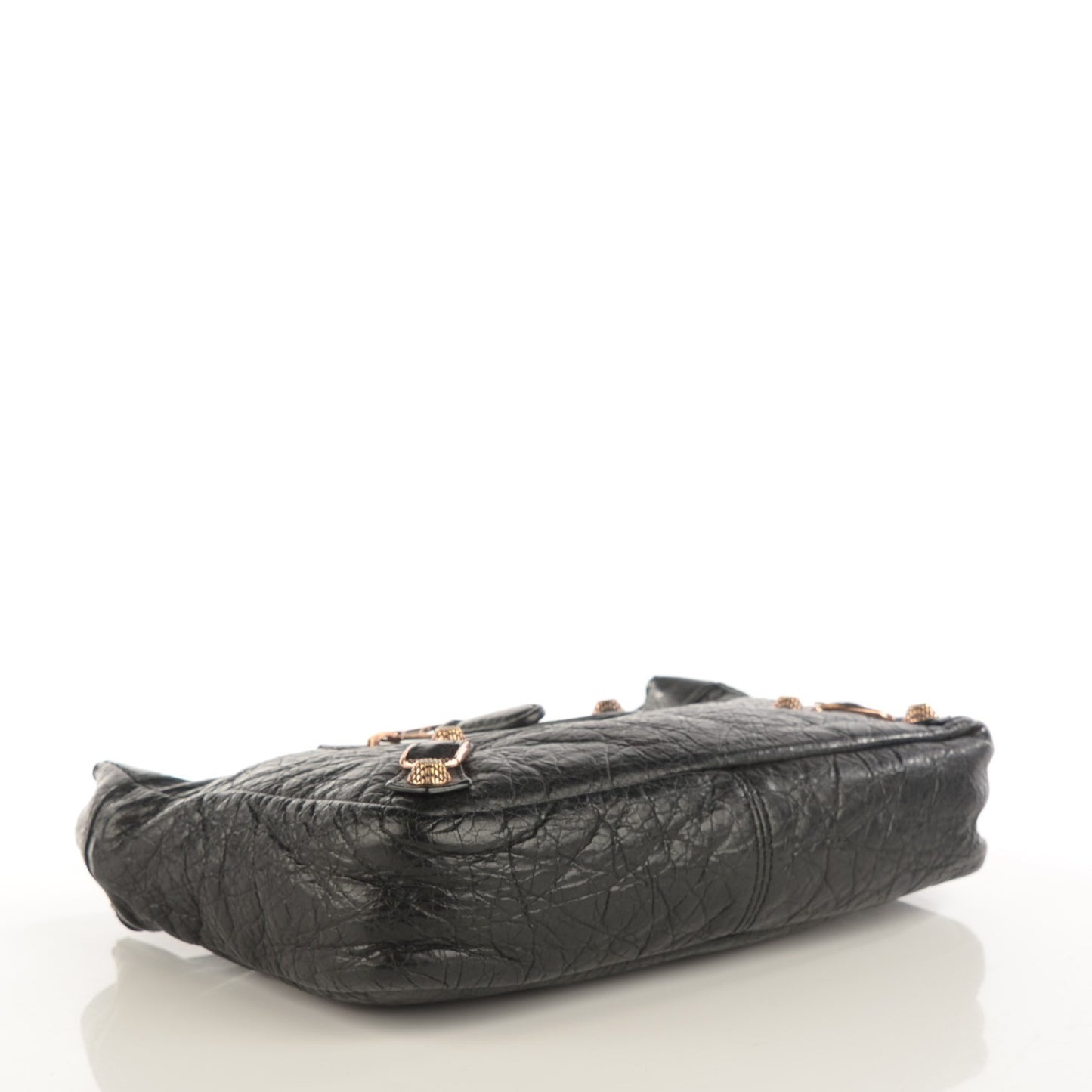 Agneau Giant 12 Rose Gold Hardware Cosmetic Pouch Black