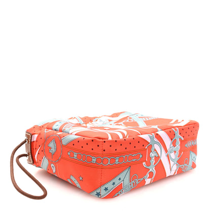 Hermes Silk La Promenade du Matin Bandana Fourbi 20 PM Pouch Orange Mecano Turquoise Fauve 4 of 10