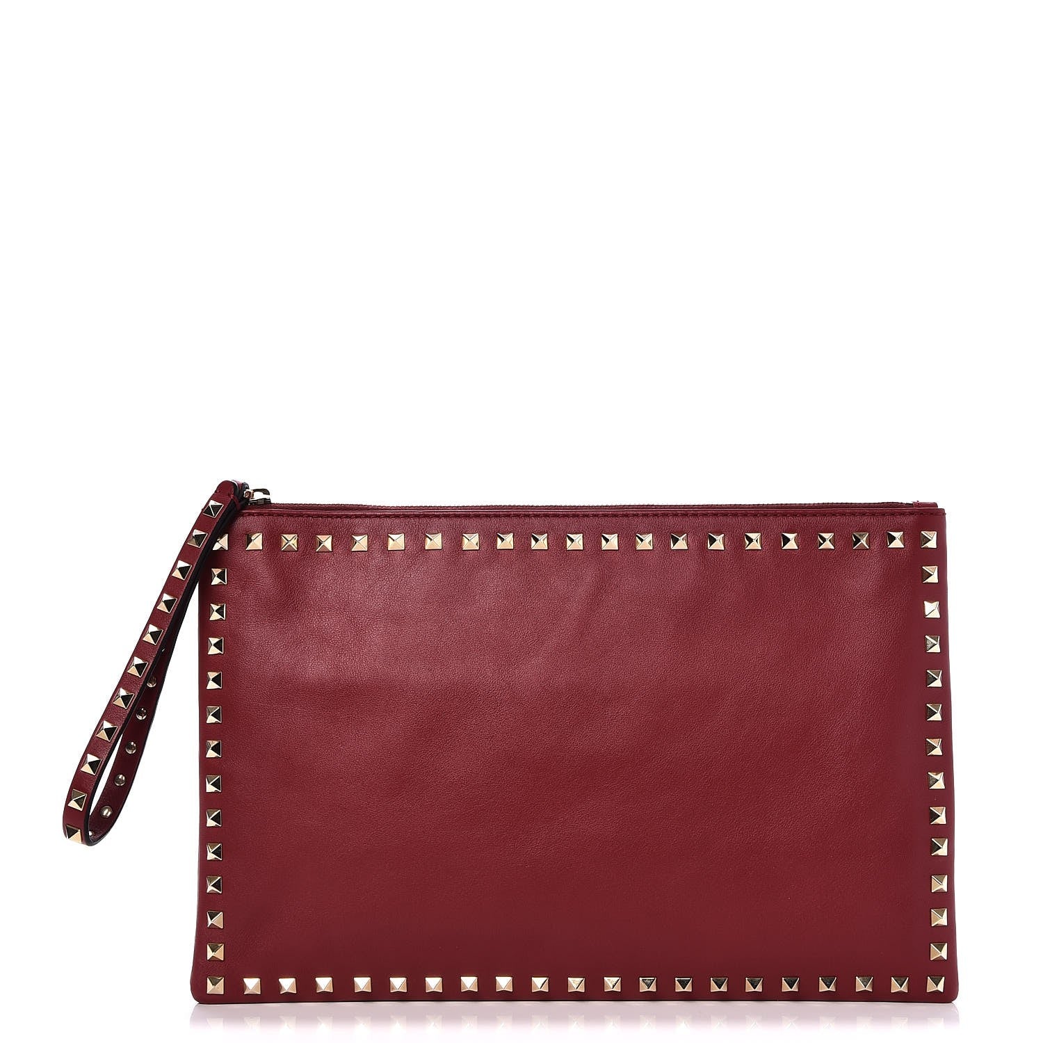 Valentino Garavani Vitello Large Rockstud Zip Wristlet Pouch Rosso Valentino 1 of 8