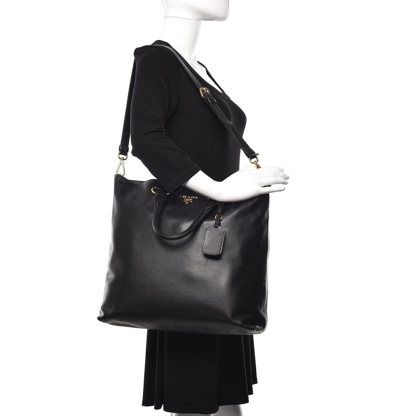 Soft Calf Shopping Tote Black