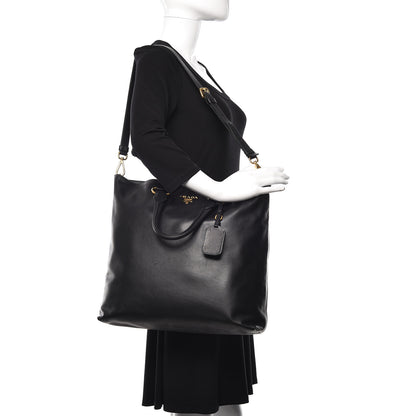 Prada Soft Calf Shopping Tote Black 3 of 13