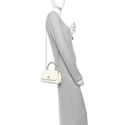 Chanel Goatskin Quilted Extra Mini Rainbow Coco Handle Flap White 2 of 10