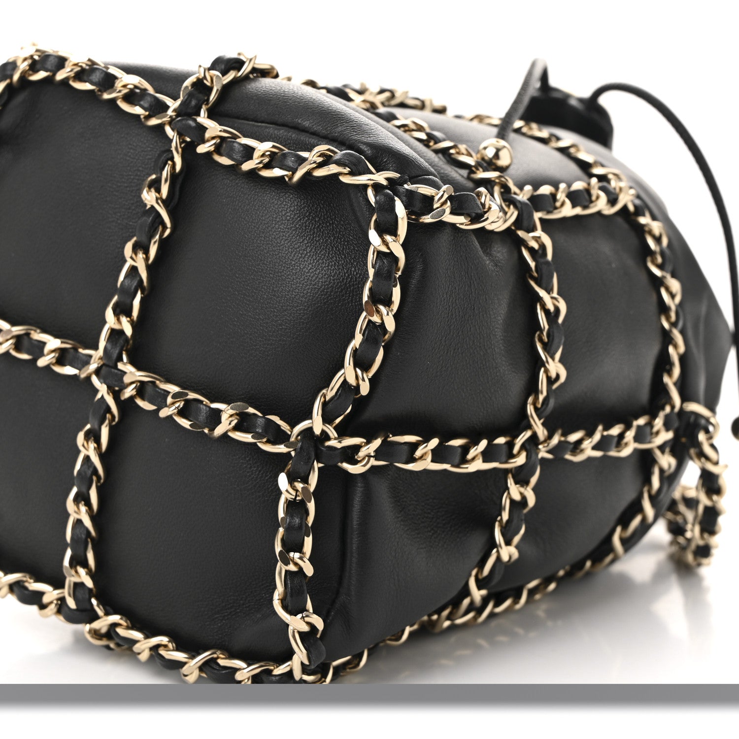 Chanel Lambskin Bucket Chain Drawstring Bag Black 10 of 10
