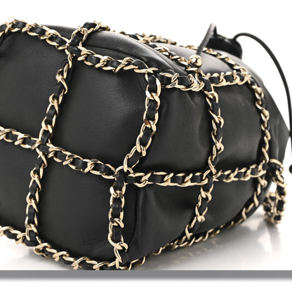 Chanel Lambskin Bucket Chain Drawstring Bag Black 10 of 10