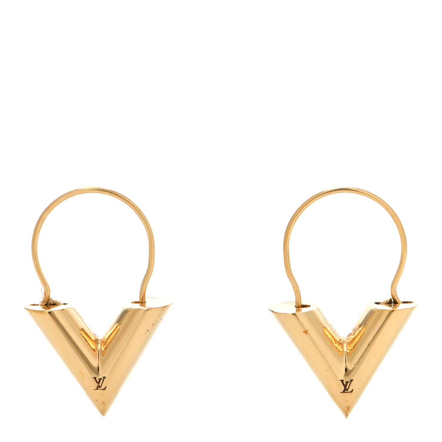 Louis Vuitton Brass Essential V Hoop Earrings Gold 1 of 4