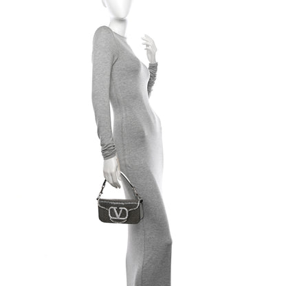 Valentino Garavani Swarovski Crystal Embroidered Vlogo Small Loco Shoulder Bag Crystal Silver 2 of 10