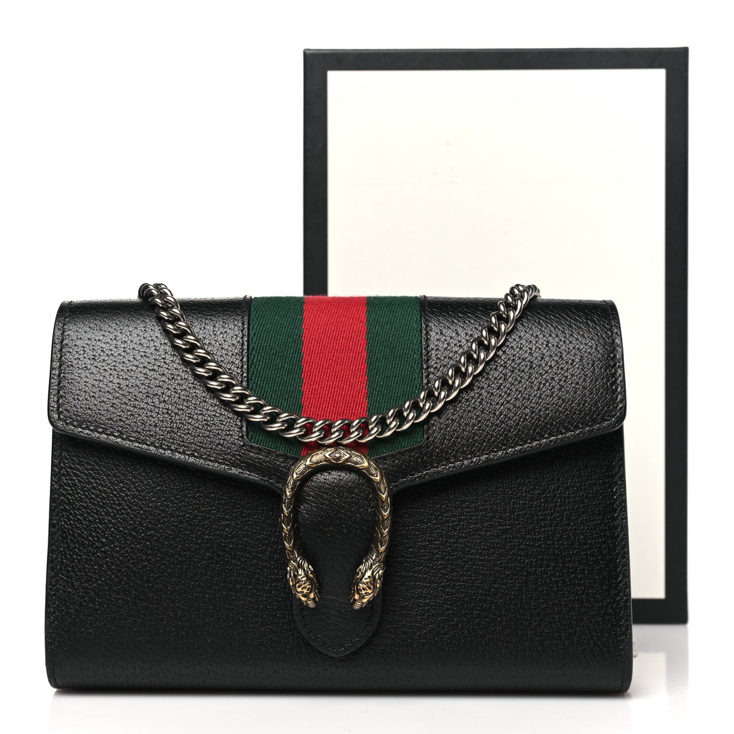 Calfskin Web Mini Dionysus Chain Wallet Black