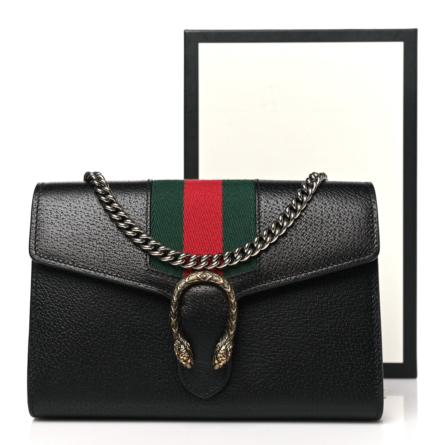 Gucci Calfskin Web Mini Dionysus Chain Wallet Black 11 of 11