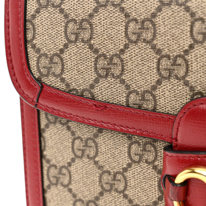 Gucci GG Supreme Monogram Azalea Calfskin Horsebit 1955 Shoulder Bag Beige Ebony New Cherry Red 12 of 12