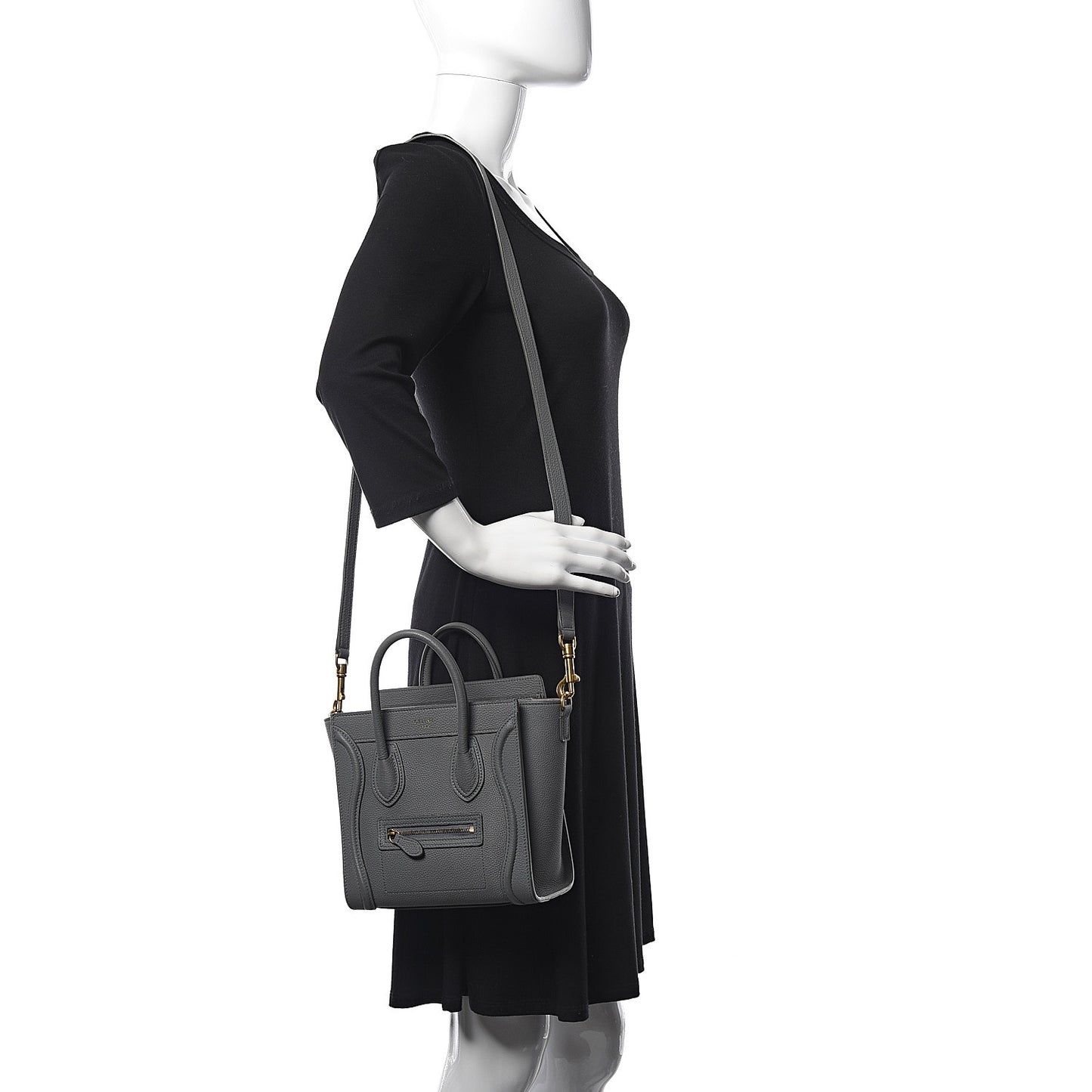 Drummed Calfskin Nano Luggage Kohl