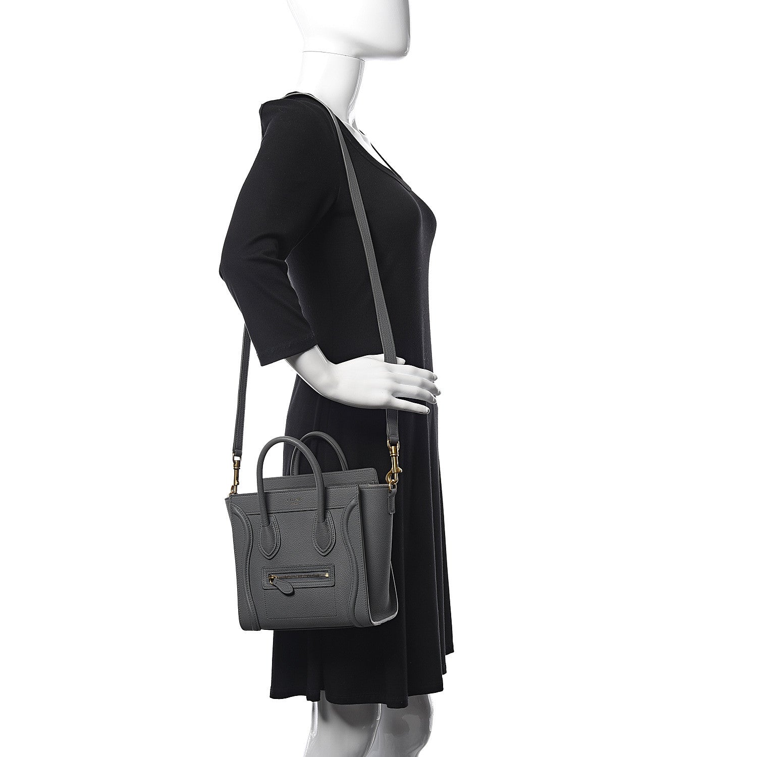 Celine Drummed Calfskin Nano Luggage Kohl 2 of 10