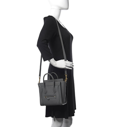 Celine Drummed Calfskin Nano Luggage Kohl 2 of 10