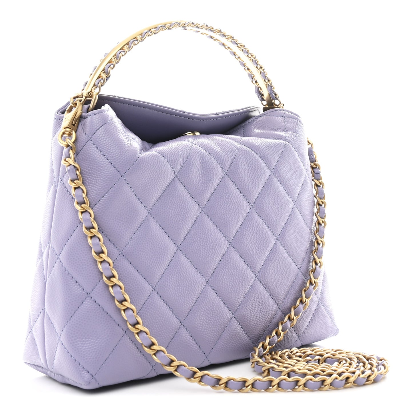 Caviar Quilted Chanel Way Clutch With Chain Light Purple