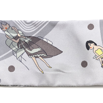 Hermes Silk Ex-Libris Les Parisie Twilly Gris Perle Jaune Soufre 7 of 8