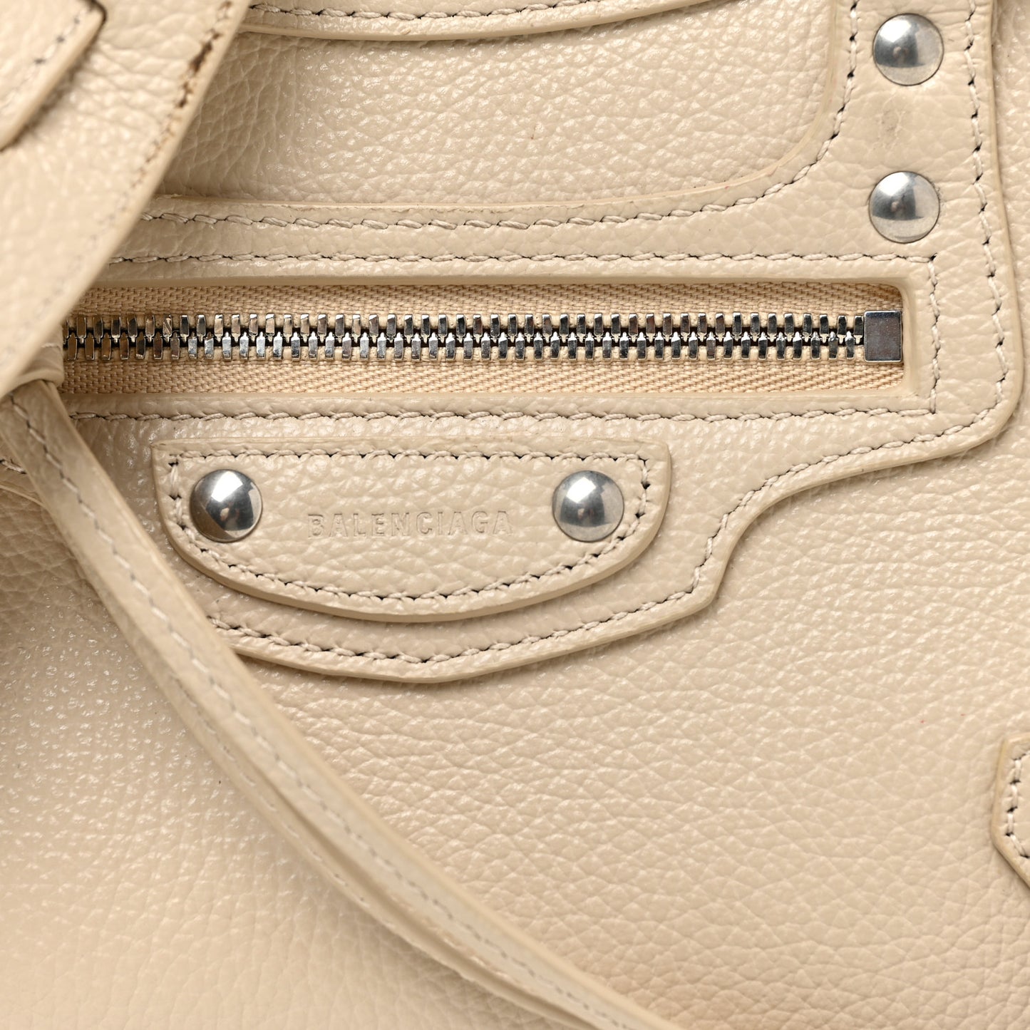 Grained Calfskin Neo Classic Silver Hardware Mini City Cream