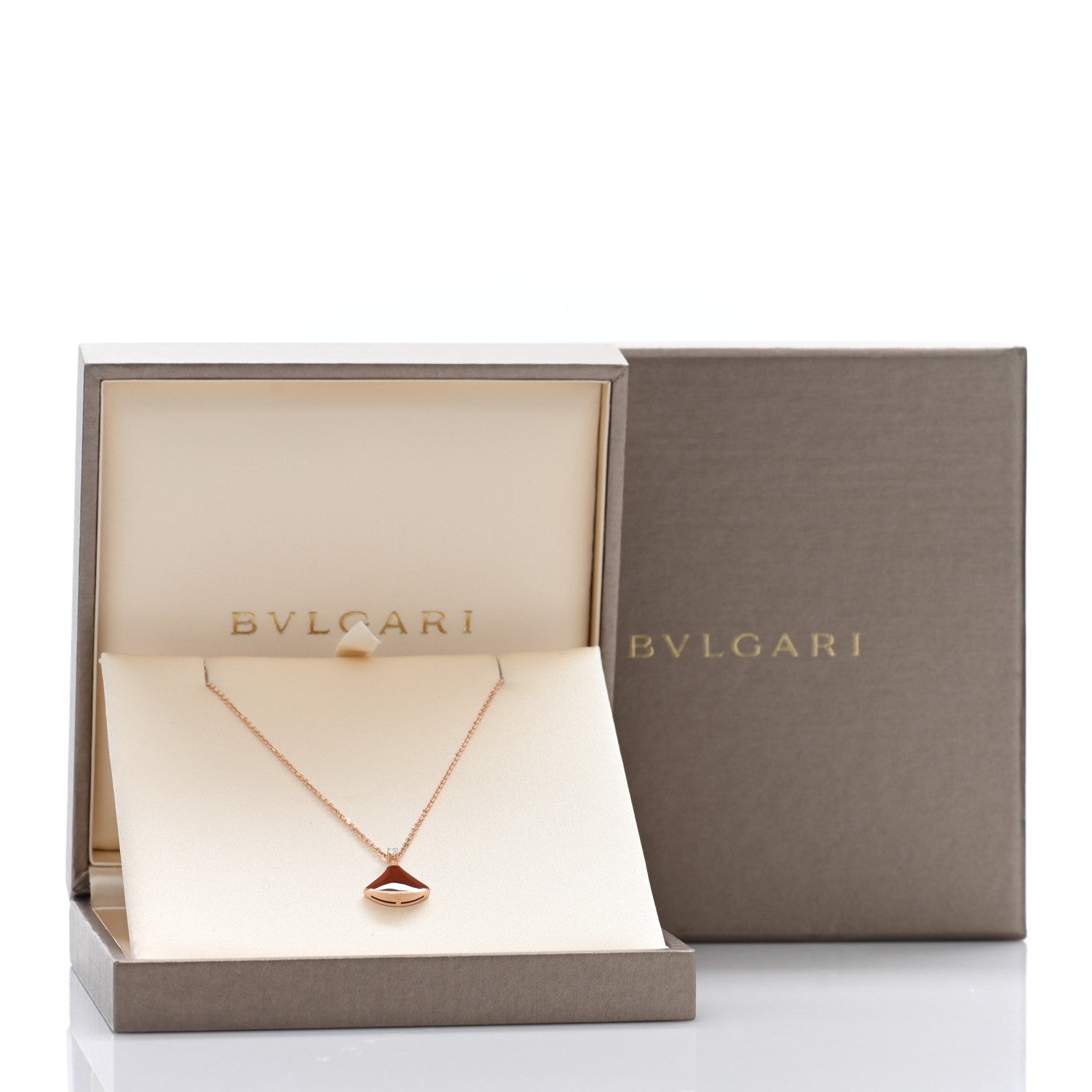 Bulgari 18K Rose Gold Diamond Carnelian Divas' Dream Pendant Necklace 5 of 5