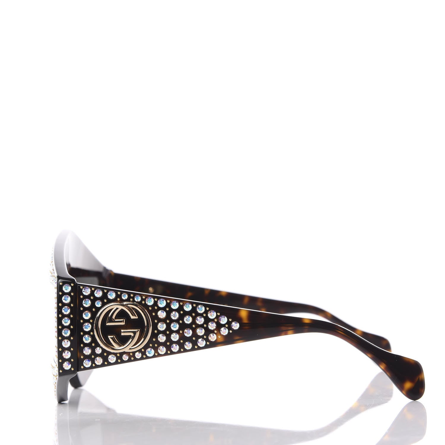 Gucci Crystal Rectangular Frame Sunglasses GG0357S Tortoiseshell 3 of 8