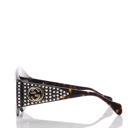 Gucci Crystal Rectangular Frame Sunglasses GG0357S Tortoiseshell 3 of 8