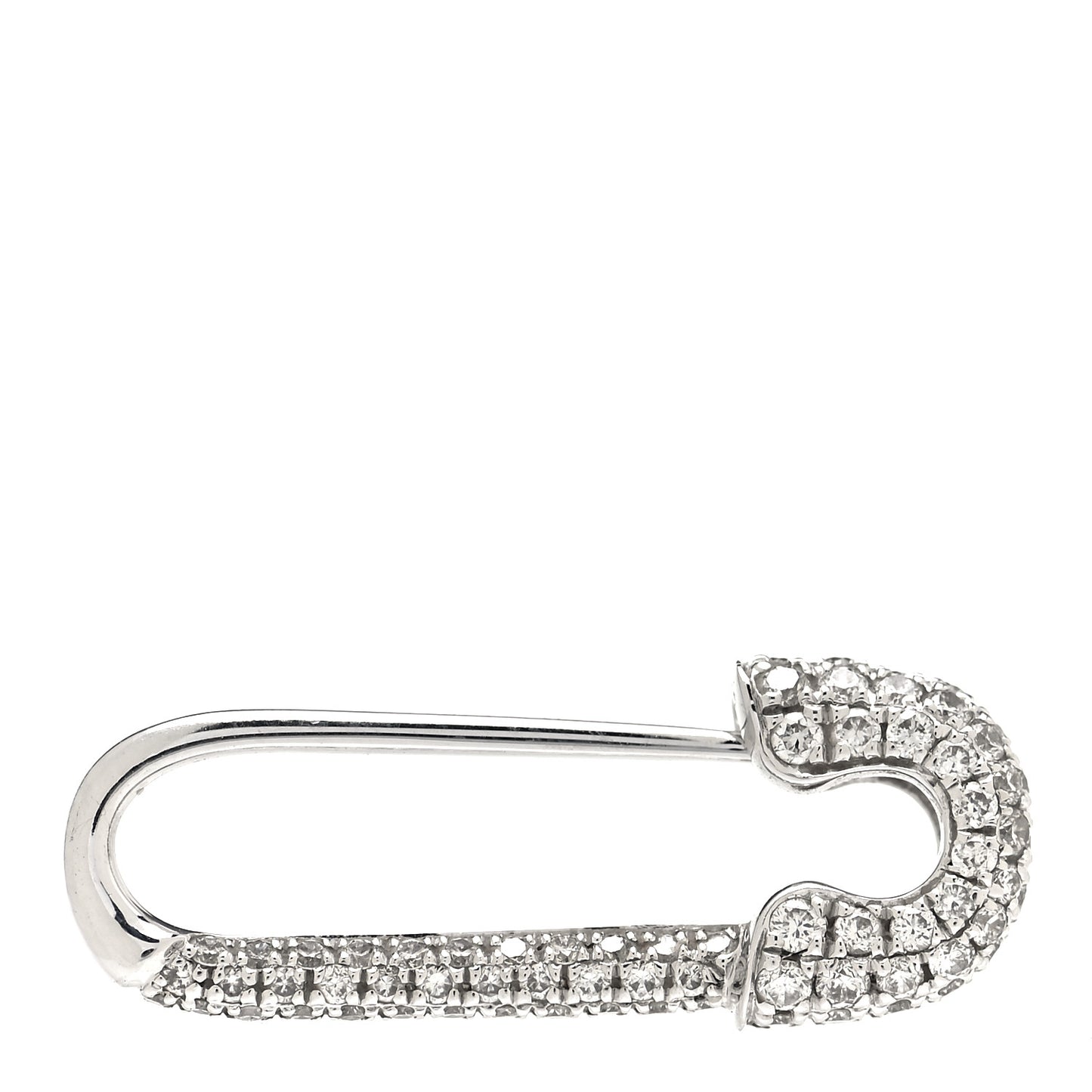 18K White Gold Diamond Mini Safety Pin Earring