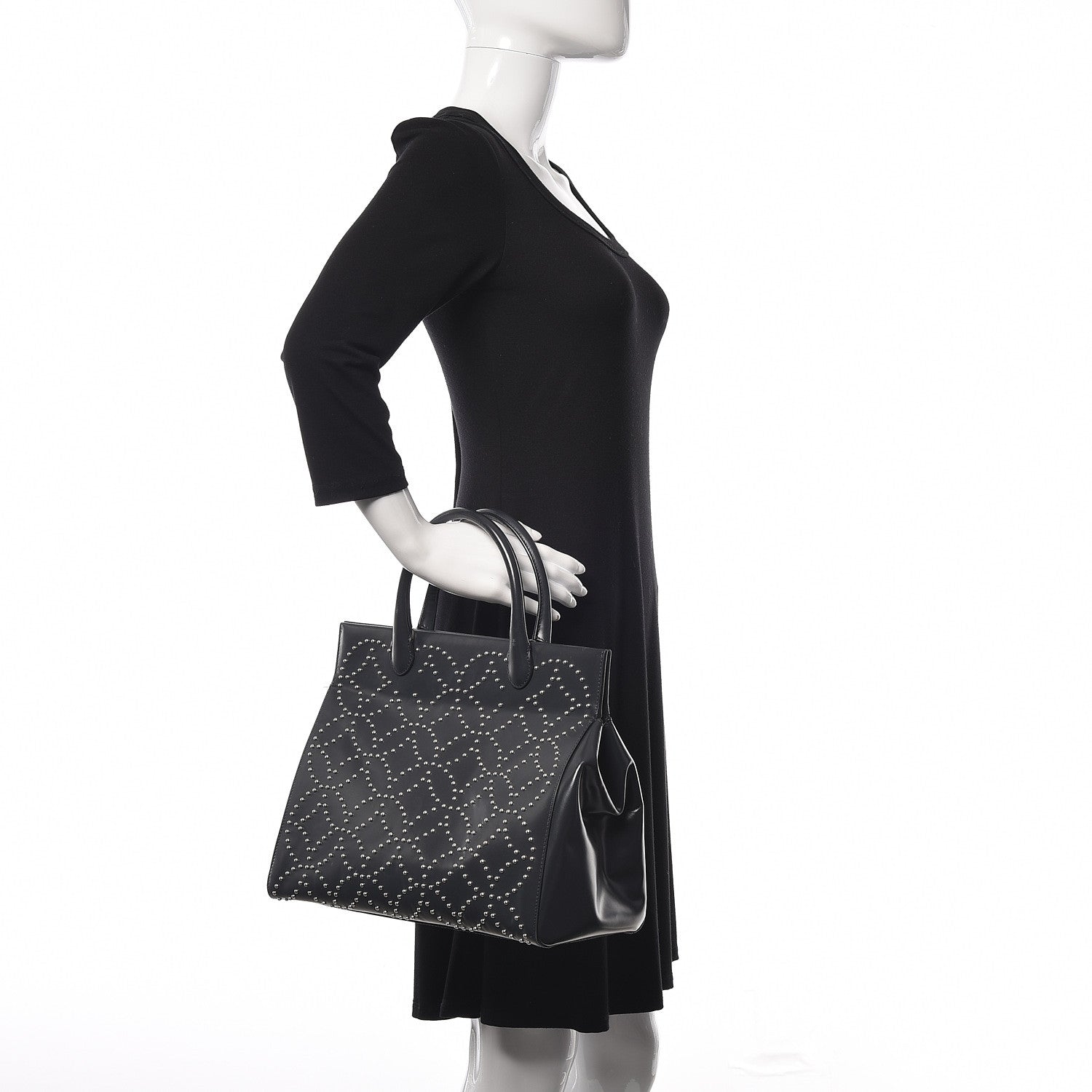 Alaia Calfskin Arabesque Studded Clous Tote Dark Grey 2 of 12
