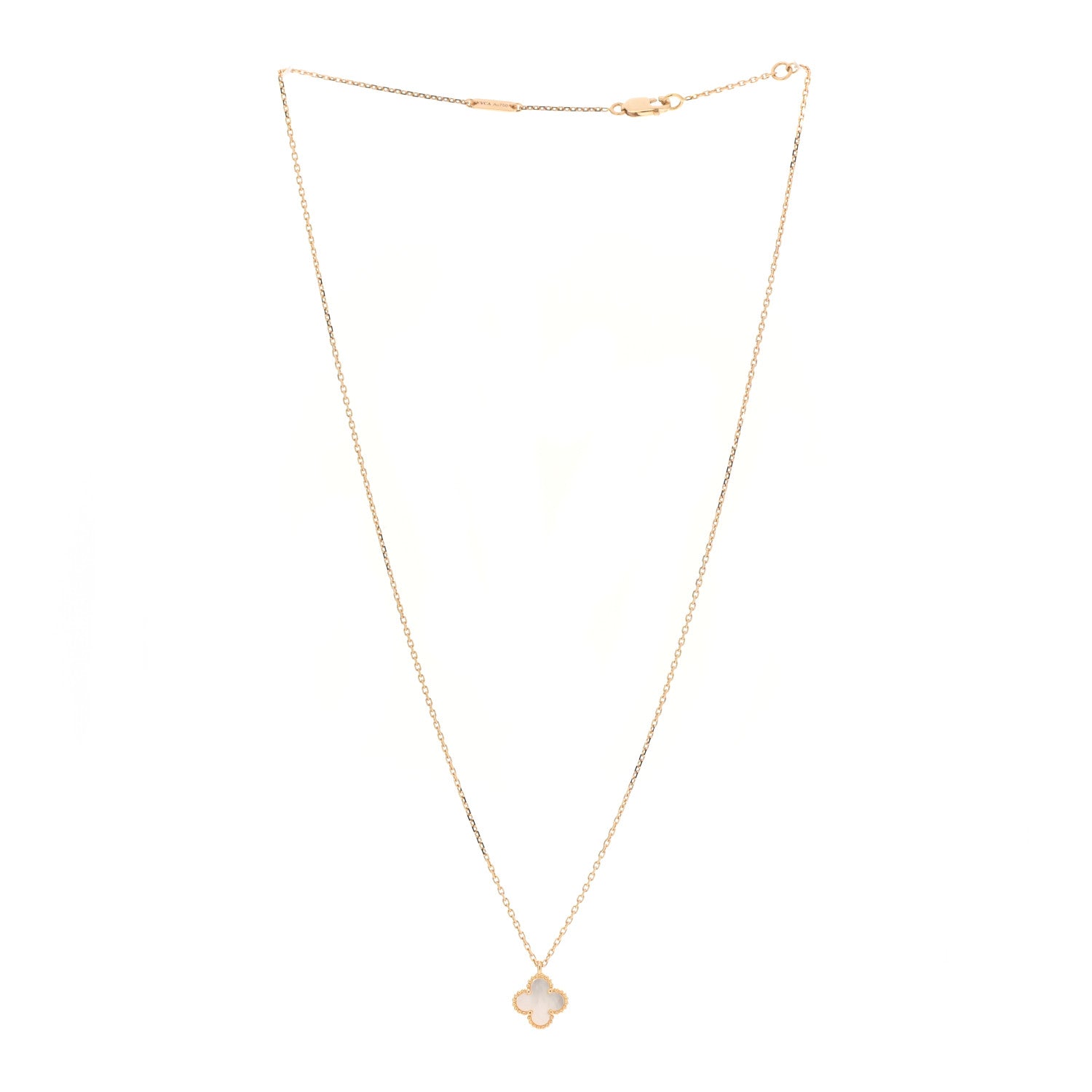 Van Cleef & Arpels 18K Yellow Gold Mother of Pearl Sweet Alhambra Pendant Necklace 3 of 7