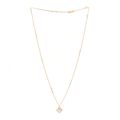 Van Cleef & Arpels 18K Yellow Gold Mother of Pearl Sweet Alhambra Pendant Necklace 3 of 7