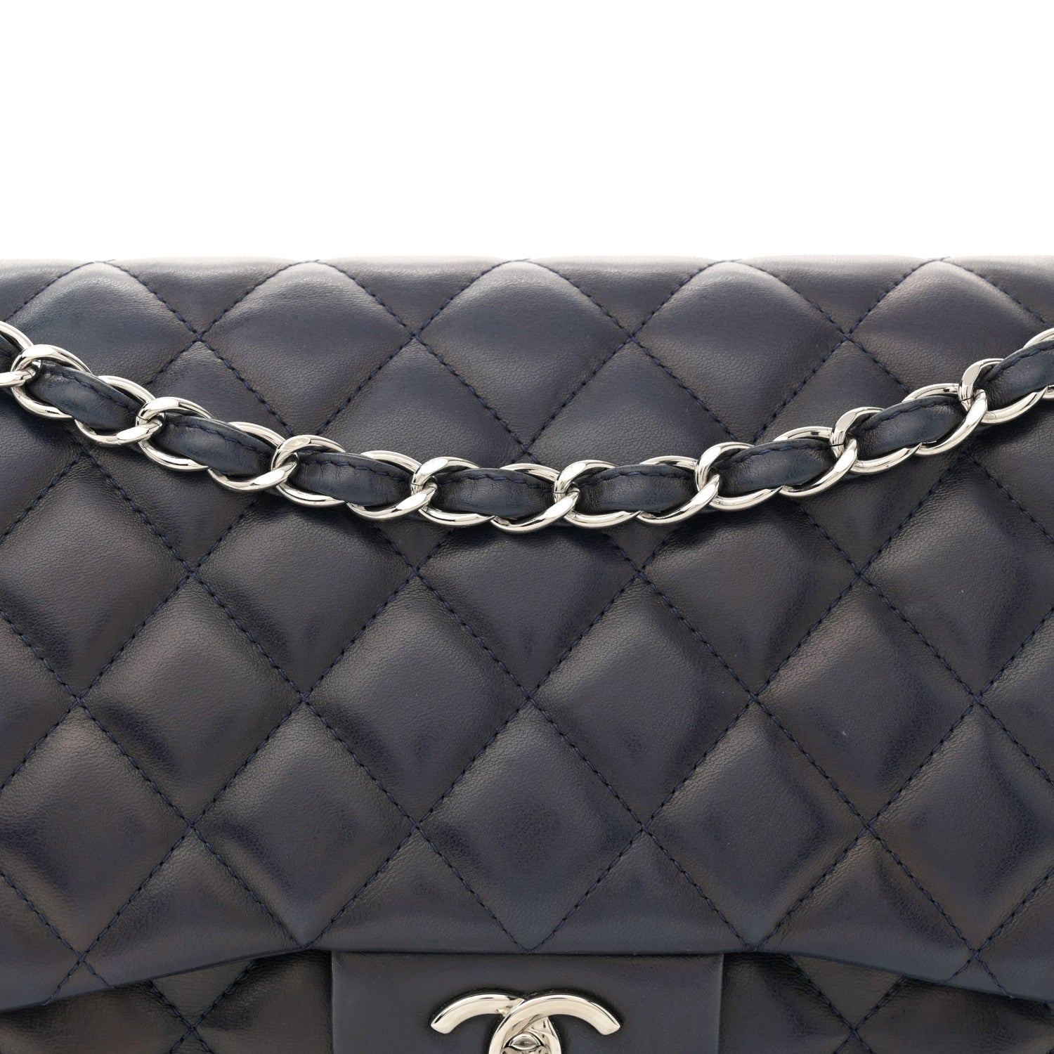 Chanel Lambskin Quilted Jumbo Double Flap Navy 8 of 14
