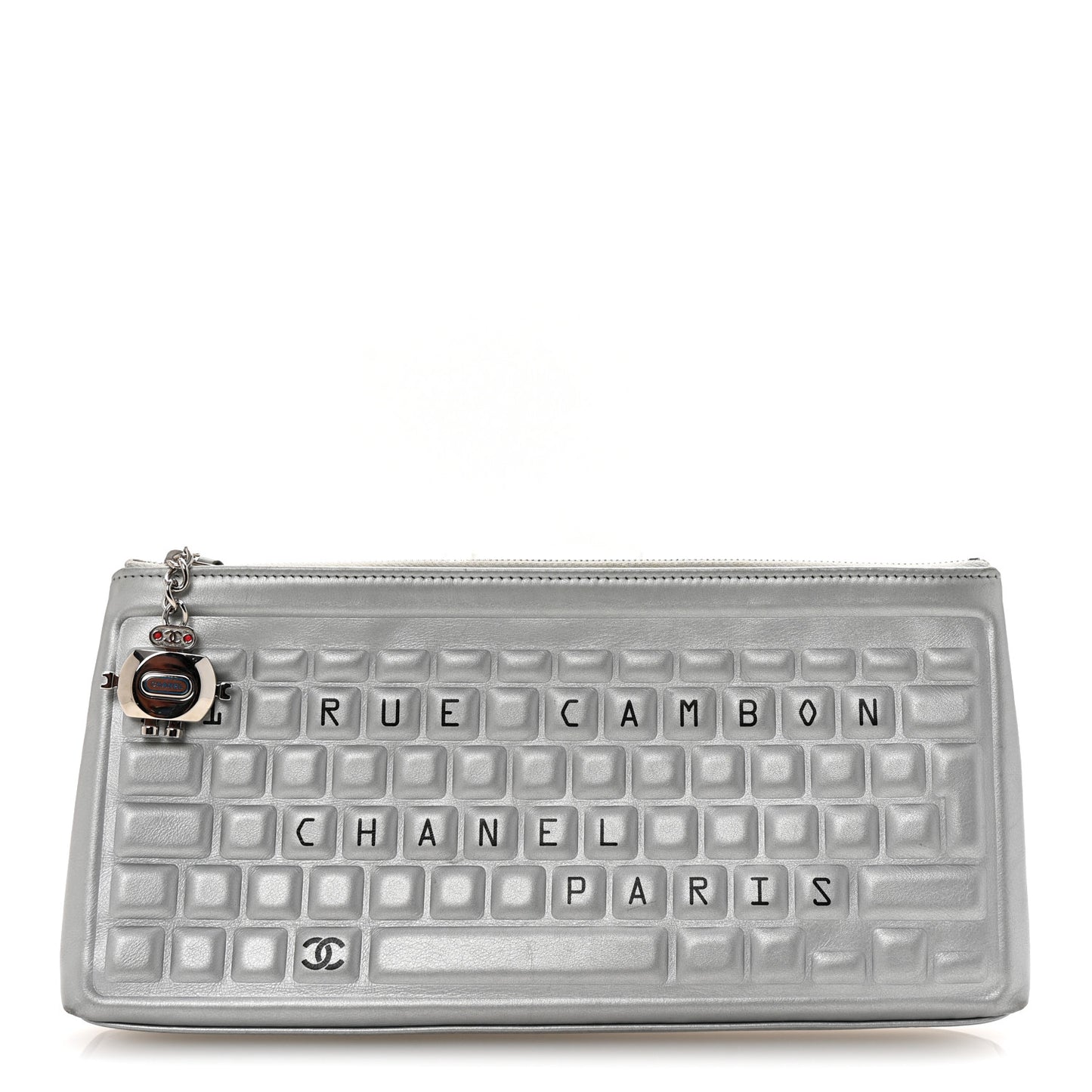 Metallic Calfskin Keyboard Pouch Silver