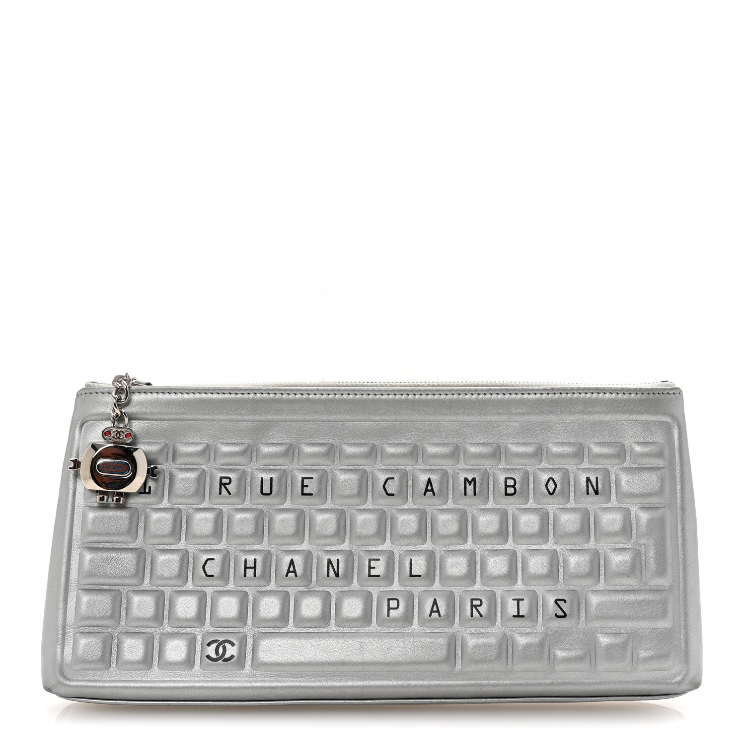 Chanel Metallic Calfskin Keyboard Pouch Silver 1 of 7