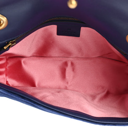 Gucci Velvet Matelasse Small GG Marmont Shoulder Bag Cobalt Blue 5 of 10