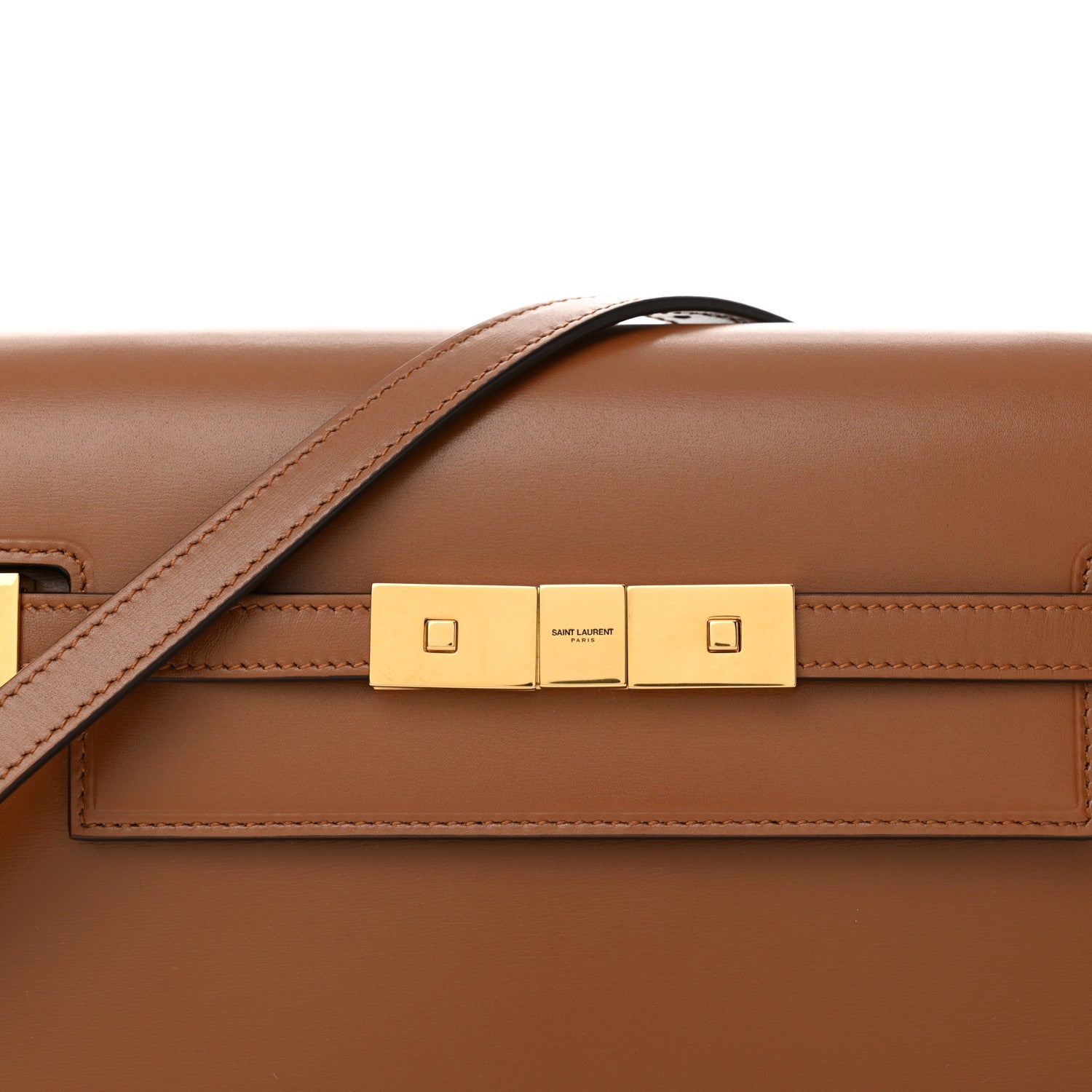 Saint Laurent Smooth Calfskin Small Manhattan Shoulder Bag Cognac 7 of 10