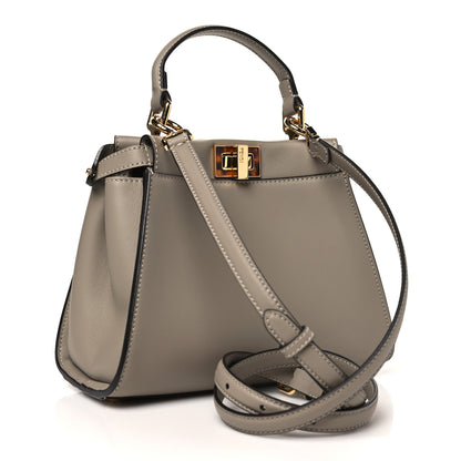 Fendi Vitello Seta Shiny Nappa Plexiglass Tortoise Mini Peekaboo Iconic Satchel Tortora 3 of 10