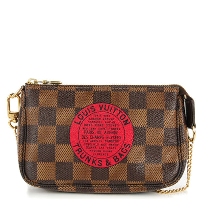 Louis Vuitton Damier Ebene Complice Trunks and Bags Mini Pochette Accessories Red 1 of 8