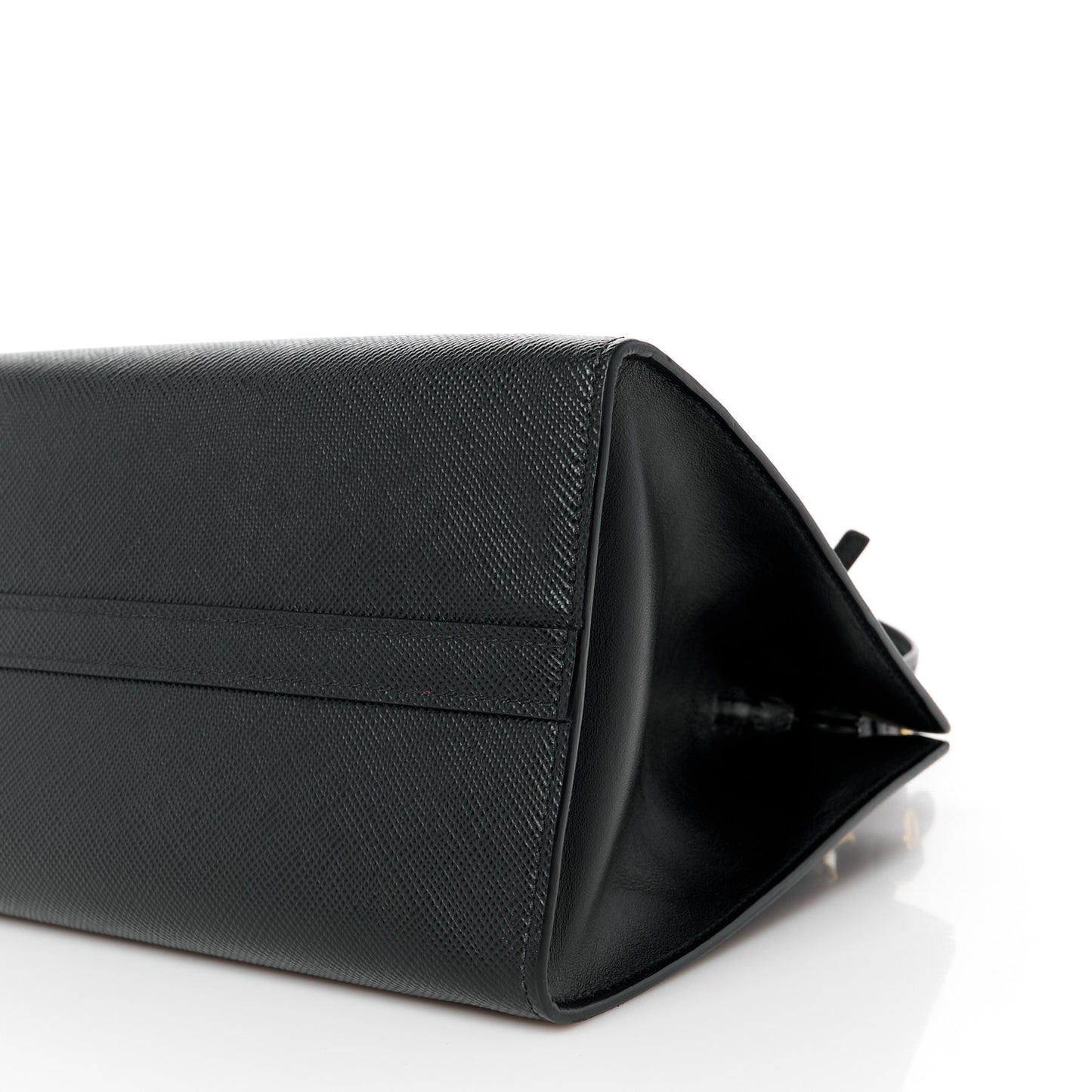 Saffiano Cuir Calfskin Small Monochrome Top Handle Tote Black