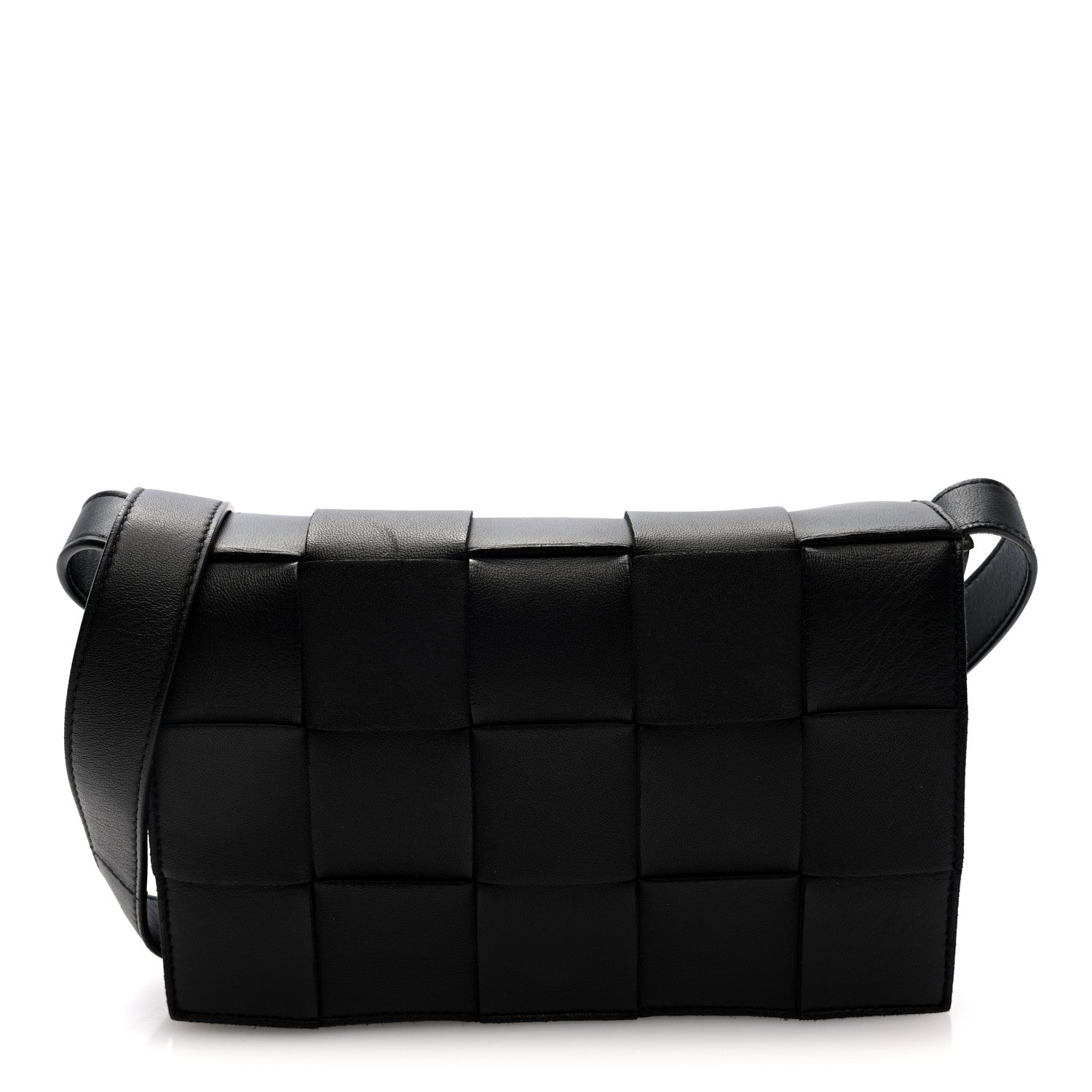 Bottega Veneta Lambskin Maxi Intreccio Small Cassette Crossbody Bag Black 1 of 9