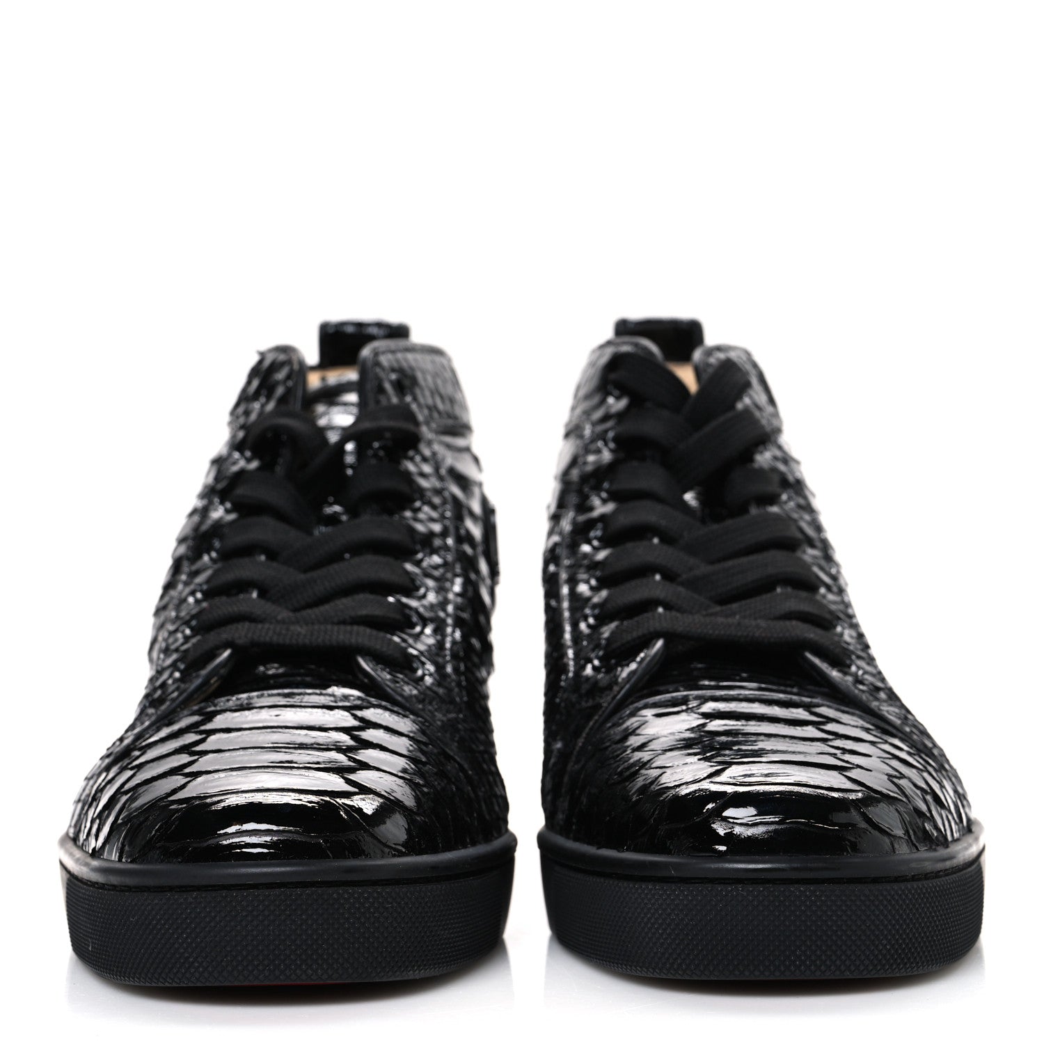 Christian Louboutin Patent Snakeskin Mens Louis Flat Sneakers 40 Black 3 of 11