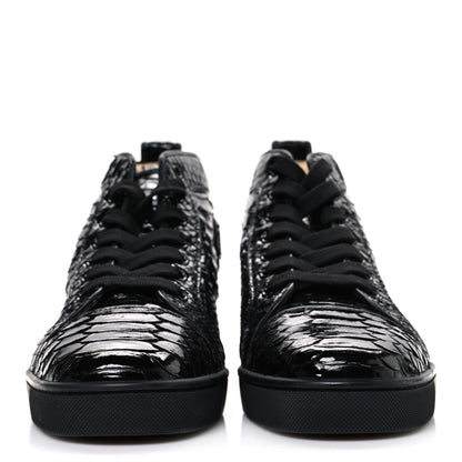 Christian Louboutin Patent Snakeskin Mens Louis Flat Sneakers 40 Black 3 of 11