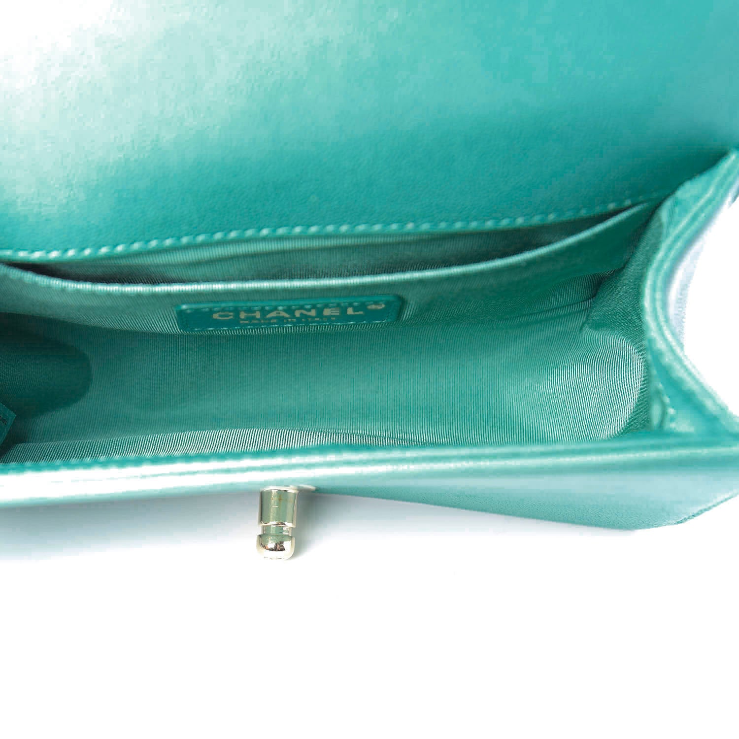 Chanel Caviar Chevron Quilted Small Boy Flap Green 6 of 11