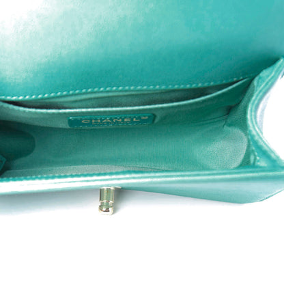 Chanel Caviar Chevron Quilted Small Boy Flap Green 6 of 11